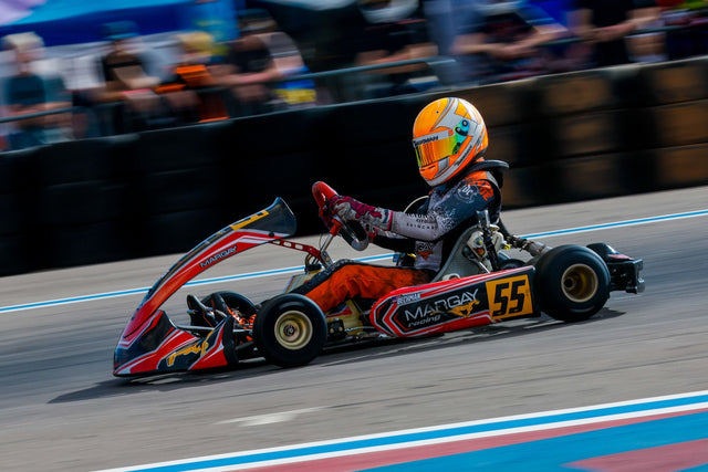 Margay 206 Kart leading the field at Charlotte MotorSpeedway.